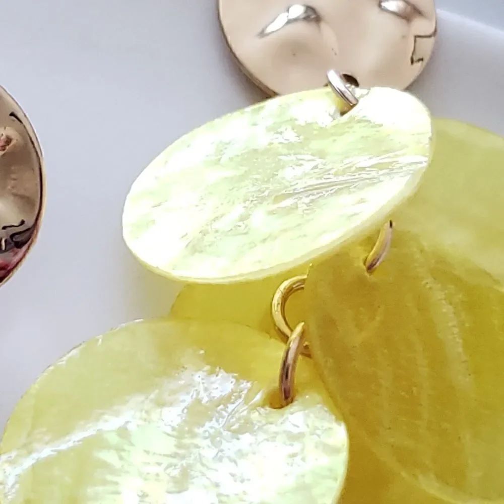 Zara Yellow Natural Shell Earrings - Picture 6 of 9